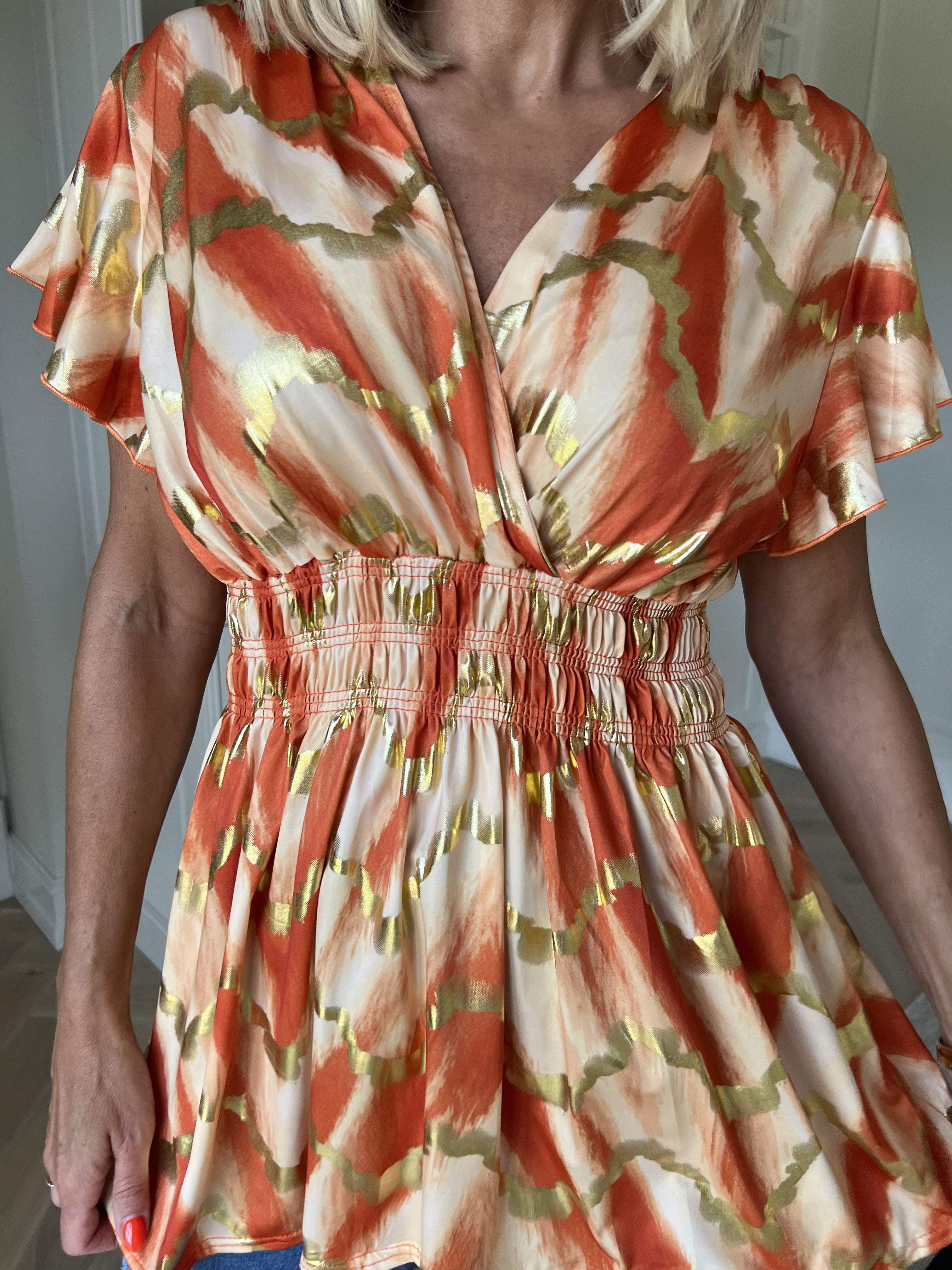 Pams Wave Shirt - Sød tunika i fint med print med smock